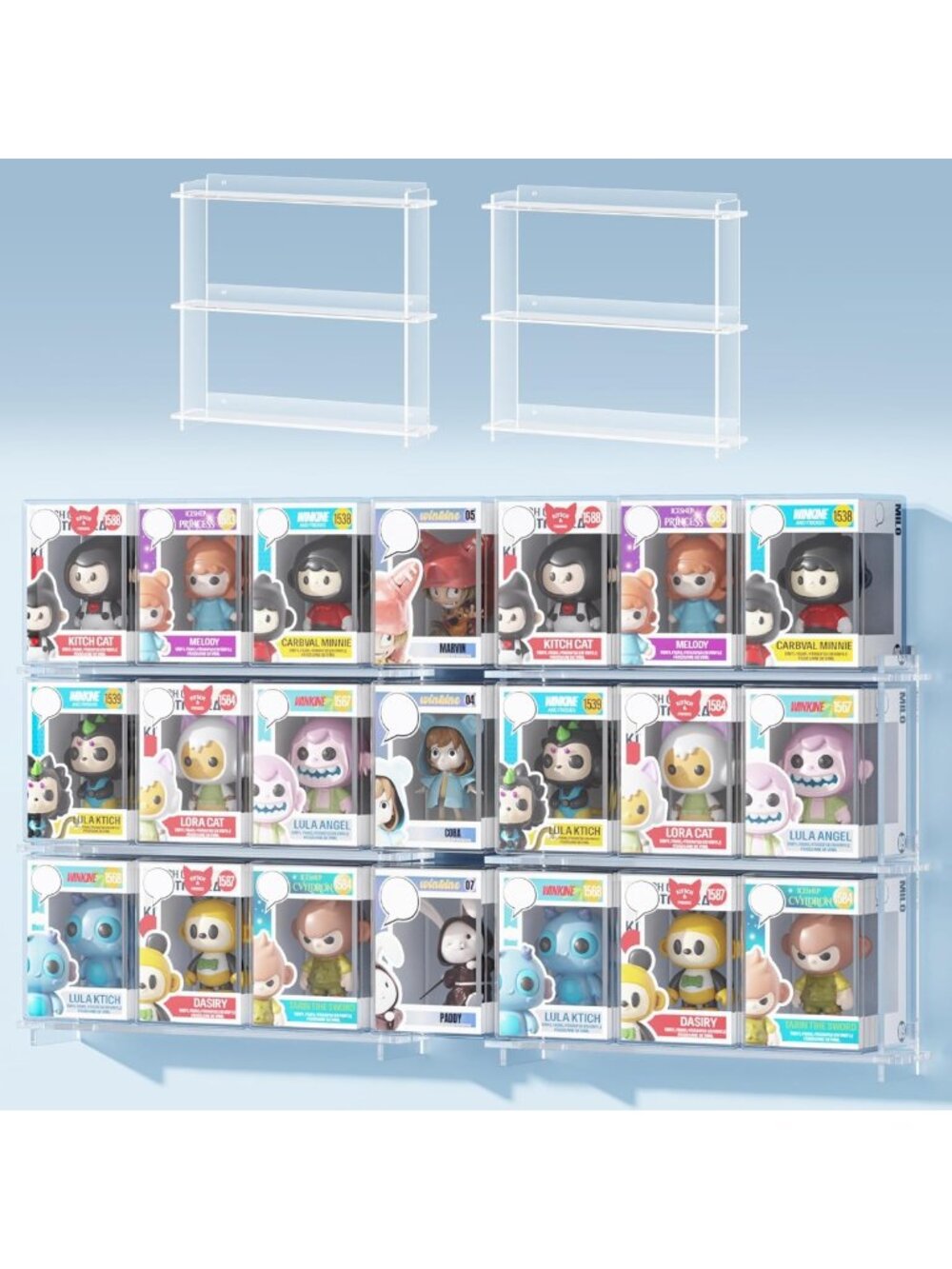 Clear Acrylic Floating Display Shelves for Funko Pop Figures - 2 Pack, Stackable